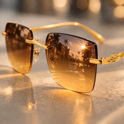 Gafas de Lujo Rimless Doradas – Noir Jaguar Elite